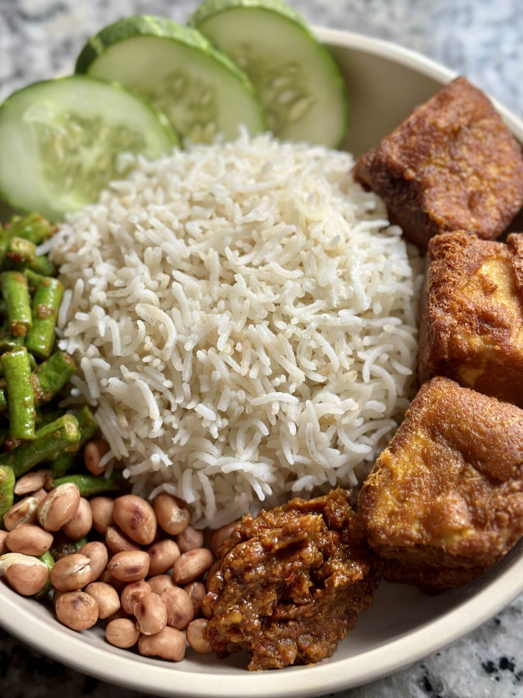 Nasi lemak vegetarian 1 nasi lemak vegetarian